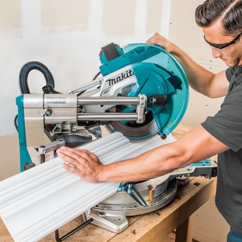 Makita miter saw (LS1219L) with laser guidance & space-saving design: 305mm