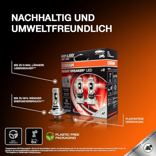 OSRAM Night Breaker (LED-Speed H7): High and low beam with road approval, 6000K