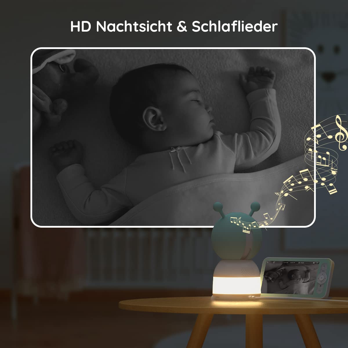 BOIFUN baby monitor with 2 cameras & app control: 2K HD, 4× zoom, sound detection