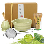 Matcha set, Japanese tea set, matcha bowl, scoop, sieve, matcha whisk holder, matcha whisk stand, matcha tea set (light green)