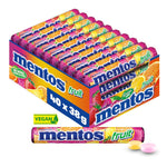 Mentos Fruit Dragees, Frucht-Bonbons mit Orange, Zitrone, Erdbeere, Kaubonbons mit fruchtigem Geschmack, Süßigkeiten Multipack (40 Rollen), vegan