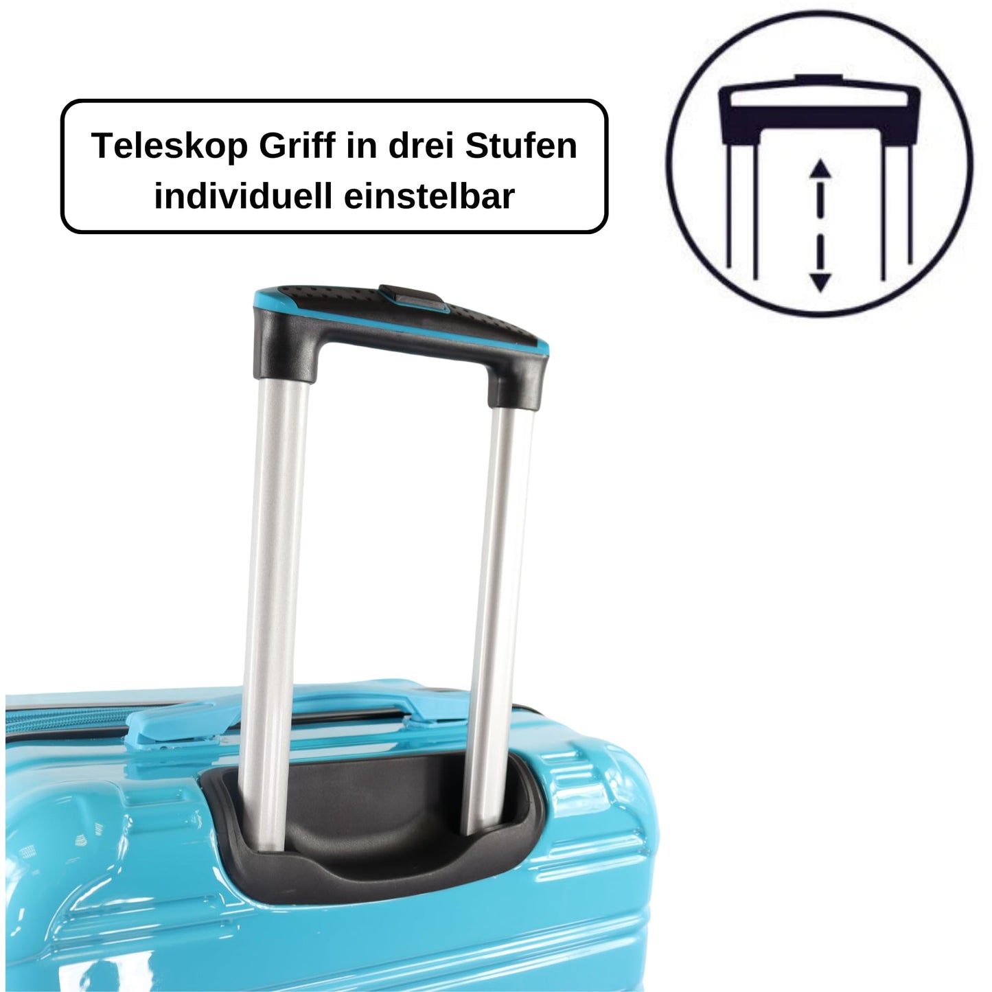 BLADE hard-shell travel suitcase set (3 pieces) with TSA lock: Expandable (Blue-Pink)
