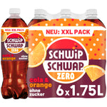 Schwip-Schwap ZERO XXL-Pack (6x 1.75l): Caffeinated cola soft drink with orange