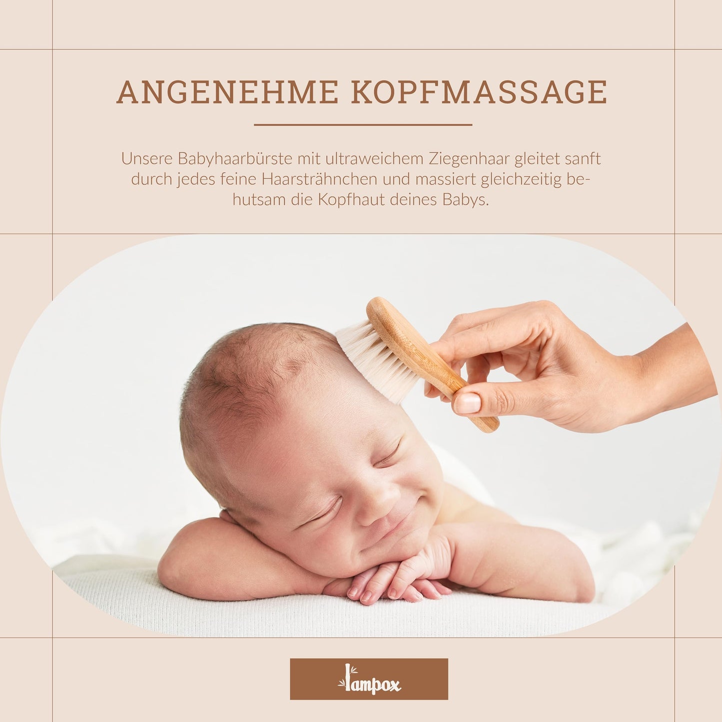 Baby hairbrush for newborns (extra soft) made of soft goat hair: care set gift