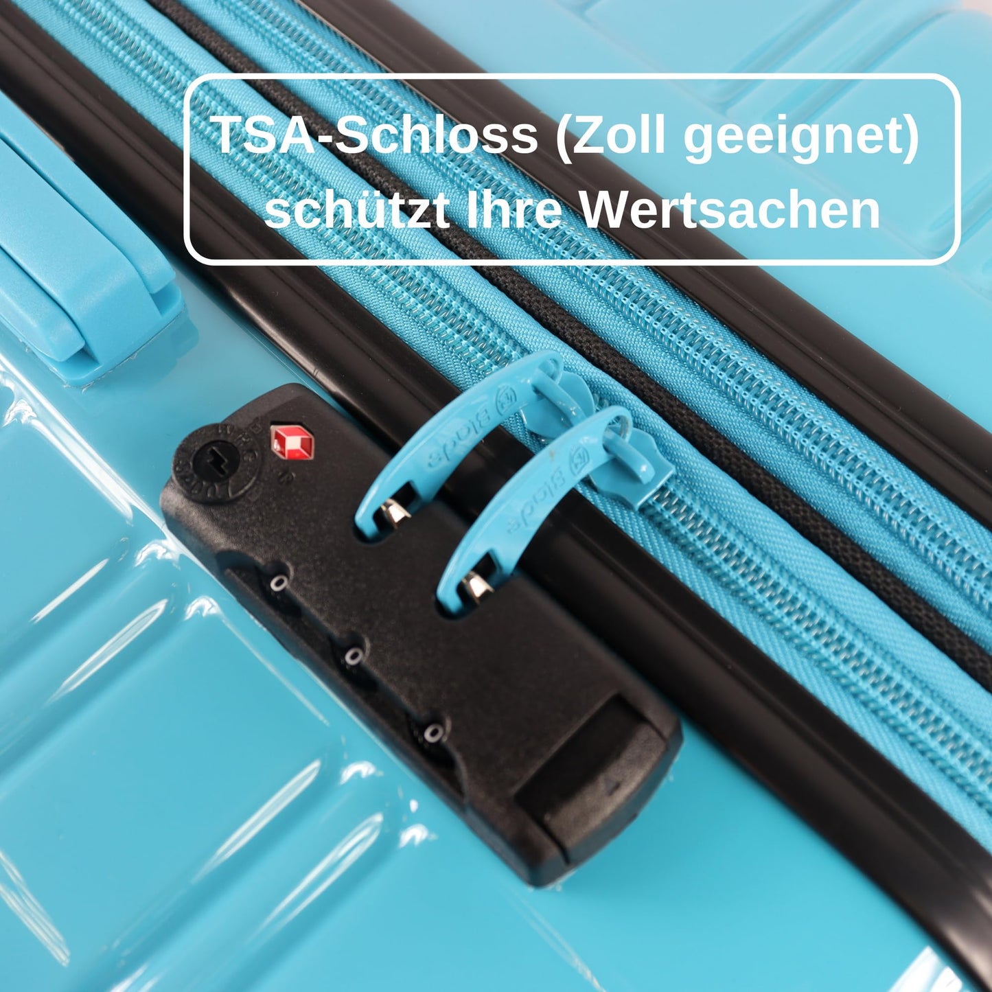BLADE hard-shell travel suitcase set (3 pieces) with TSA lock: Expandable (Blue-Pink)