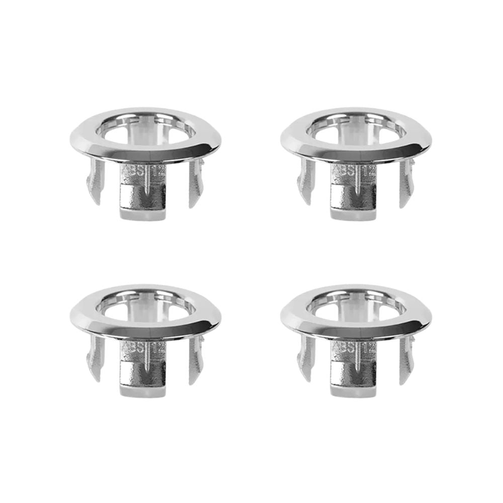 4er-Set Waschbecken/Spüle Überlaufloch-Abdeckung | Rund aus ABS-Kunststoff (Silber-Typ B)
