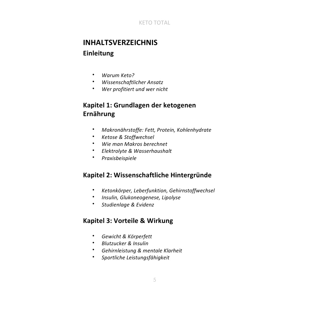 KETO TOTAL: Dein kompletter Leitfaden zu Ernährung, Gesundheit & Energie - Low Carb Rezepte