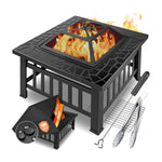 KESSER® fire pit with grill grate & grill tongs: fire bowl, BBQ grill with spark guard