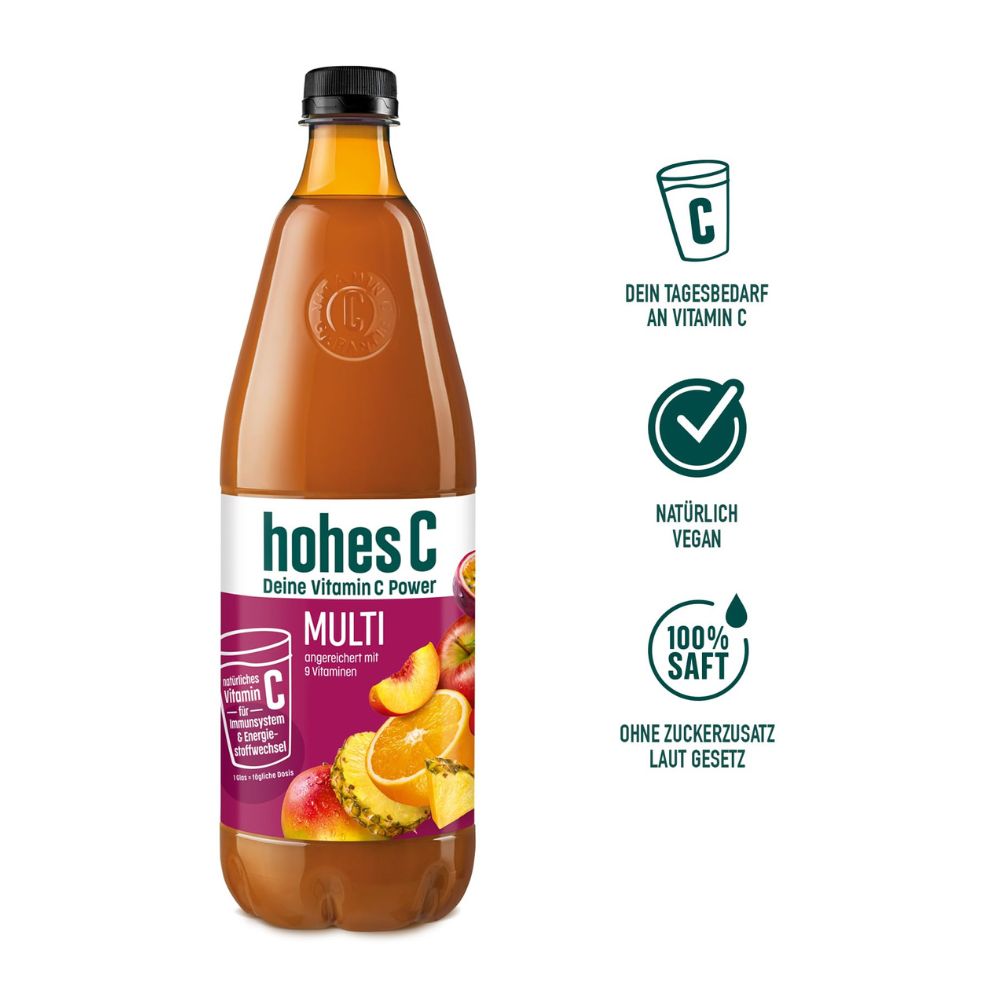 Hohes C Multivitamin (6x 1 Liter): 100% juice, vegan with recycled PET