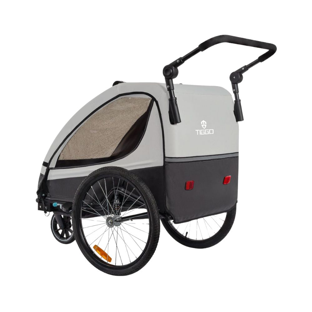 Tiggo 2-in-1 Bicycle Trailer with Buggy Set: 360° Rotatable with Suspension - max. 40 kg (Gray)
