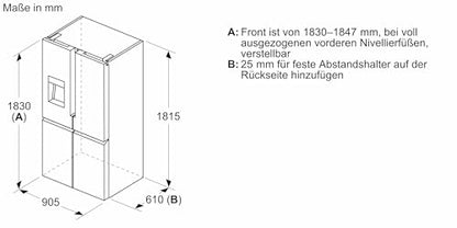 SIEMENS (KF96IAPEA) iQ500 NoFrost Smart French-Door Refrigerator: Ice and Water Dispenser, Anti-Fingerprint