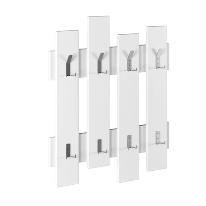 Wandmontierte Garderobe (81x64cm) mit 8 Haken für Flur, Schlafzimmer & Büro | Unsichtbares Befestigungssystem