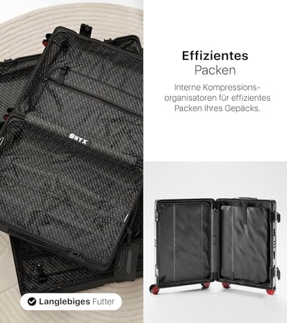 ONYX hard-shell travel suitcase set (2 pieces) with aluminum closures, TSA lock, 360° wheels 