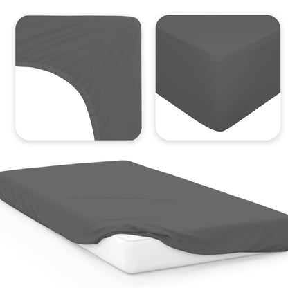 JACOBSON Jersey fitted sheet made of 100% cotton (90x200-100x200cm - anthracite)
