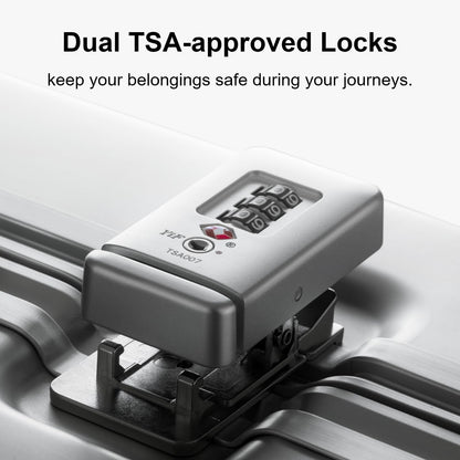 LEVEL8 Hard-Shell Aluminum Suitcase with Double TSA Lock (55cm - 35 Liters): Silver