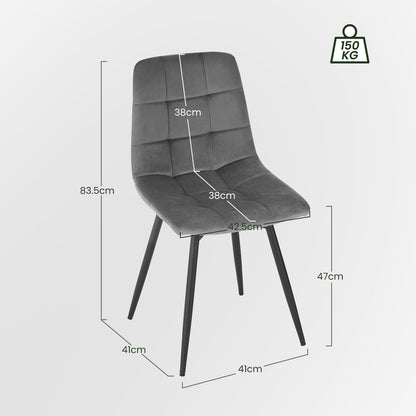 EUGAD Set of 4 Dining Chairs: Swivel Kitchen Upholstered Chair with Metal Legs (Dark Grey)