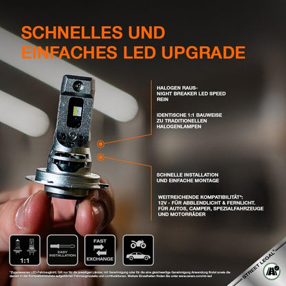 OSRAM Night Breaker (LED-Speed H7): High and low beam with road approval, 6000K