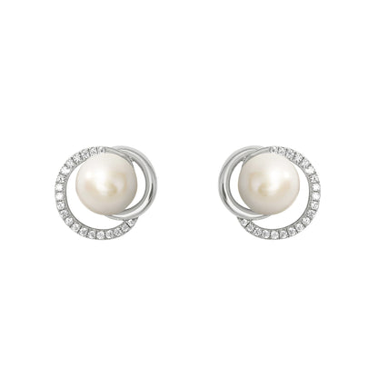 JOOP! Süßwasserzuchtperle Damen Ohrstecker mit Zirkonia synth. inkl. Geschenk Box