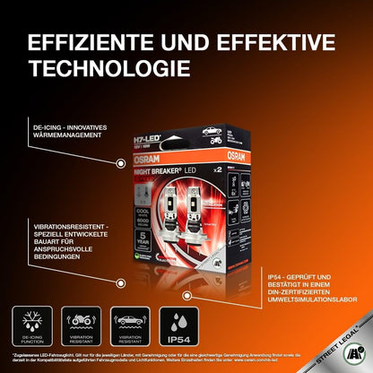 OSRAM Night Breaker (LED-Speed H7): High and low beam with road approval, 6000K