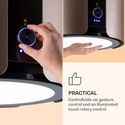Klarstein Skyfall Smart Island Extractor Hood (Gold): Wi-Fi &amp; app control including activated carbon filter