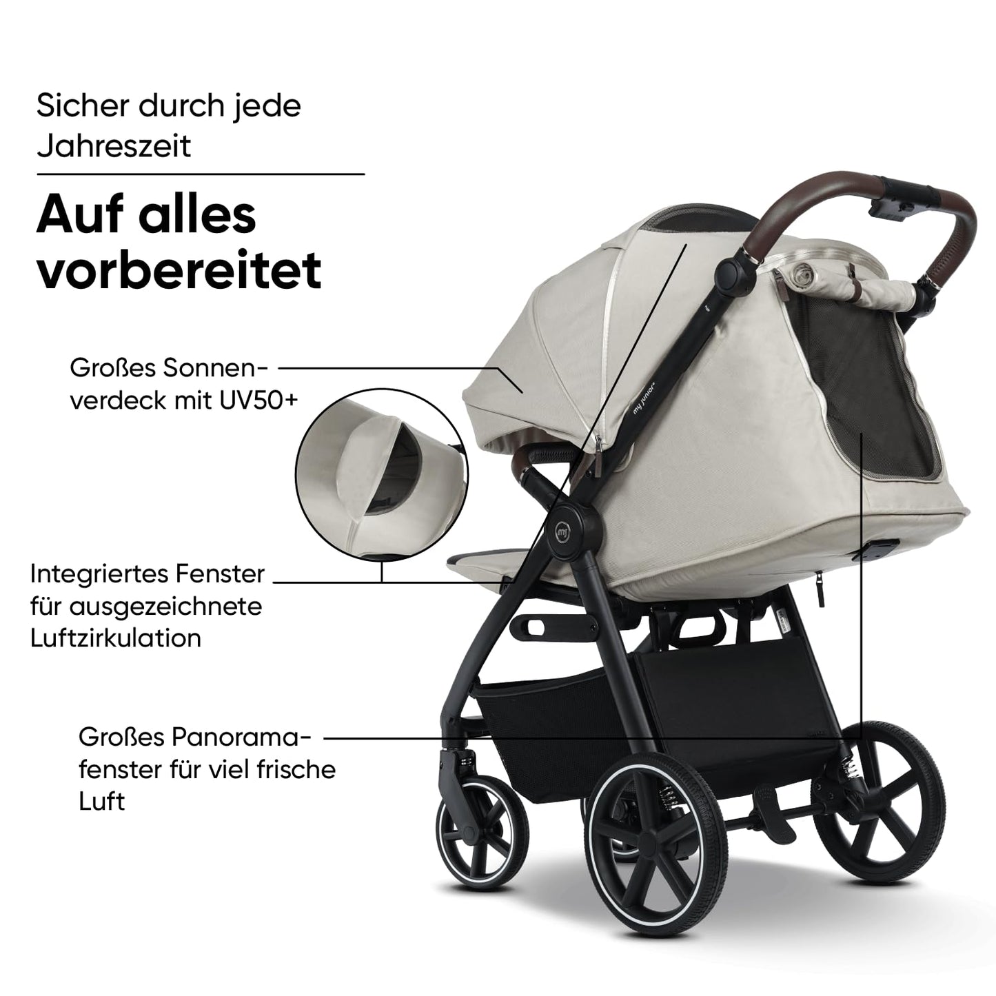 my junior® PLIA² | large comfort buggy with air-chamber tires including cup holder and carrying strap