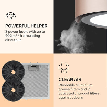 Klarstein Skyfall Smart Island Extractor Hood (Gold): Wi-Fi &amp; app control including activated carbon filter