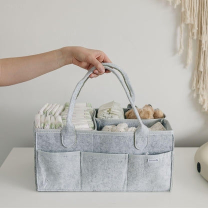 Storage basket for baby items, changing table &amp; care with 8 outside pockets: Baby gift