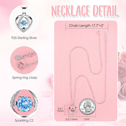 Ewige Rose mit Herz-Halskette für Damen aus Silber 925: inkl. Geschenkbox