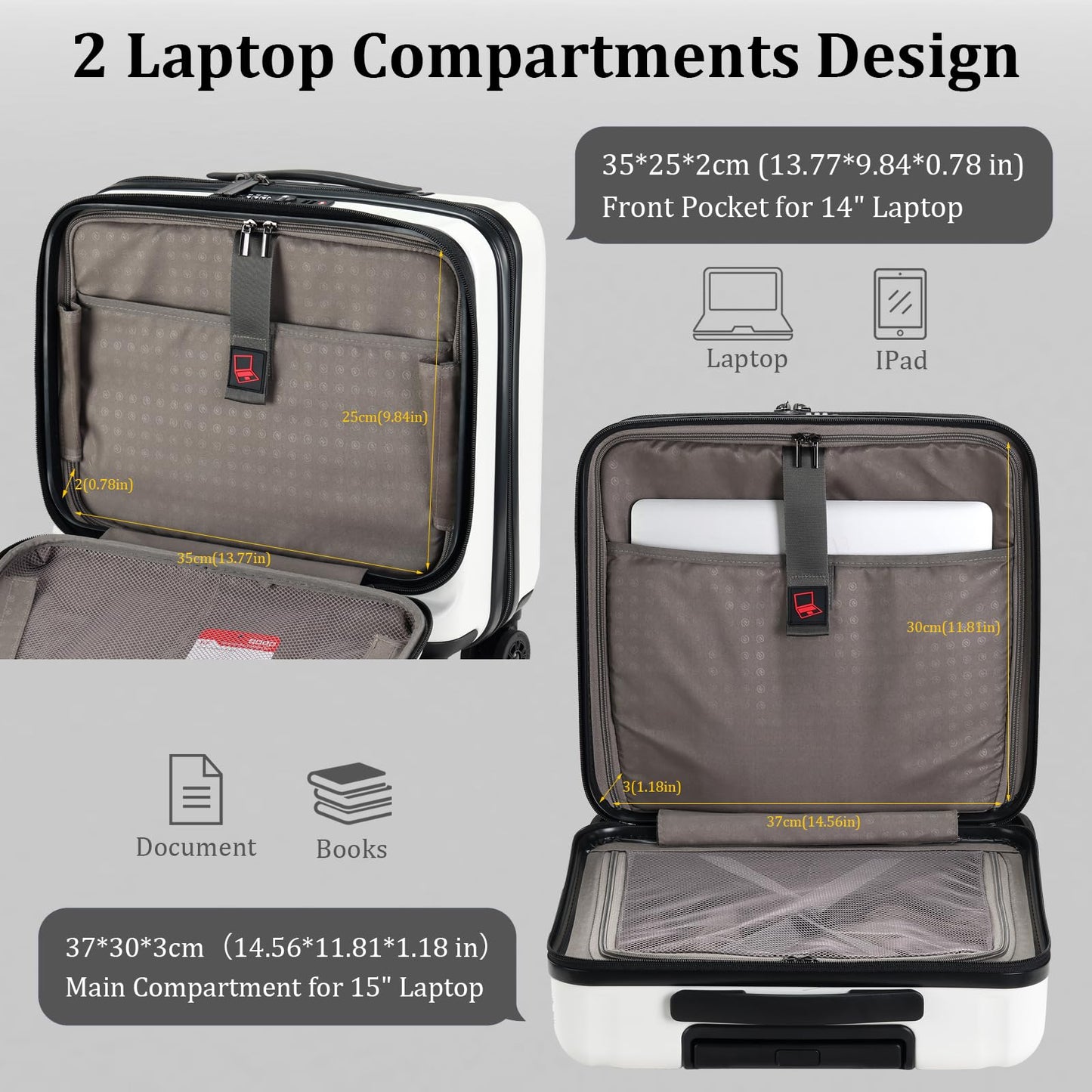 TYDECKARE 16-inch carry-on briefcase with 2 laptop compartments: TSA lock