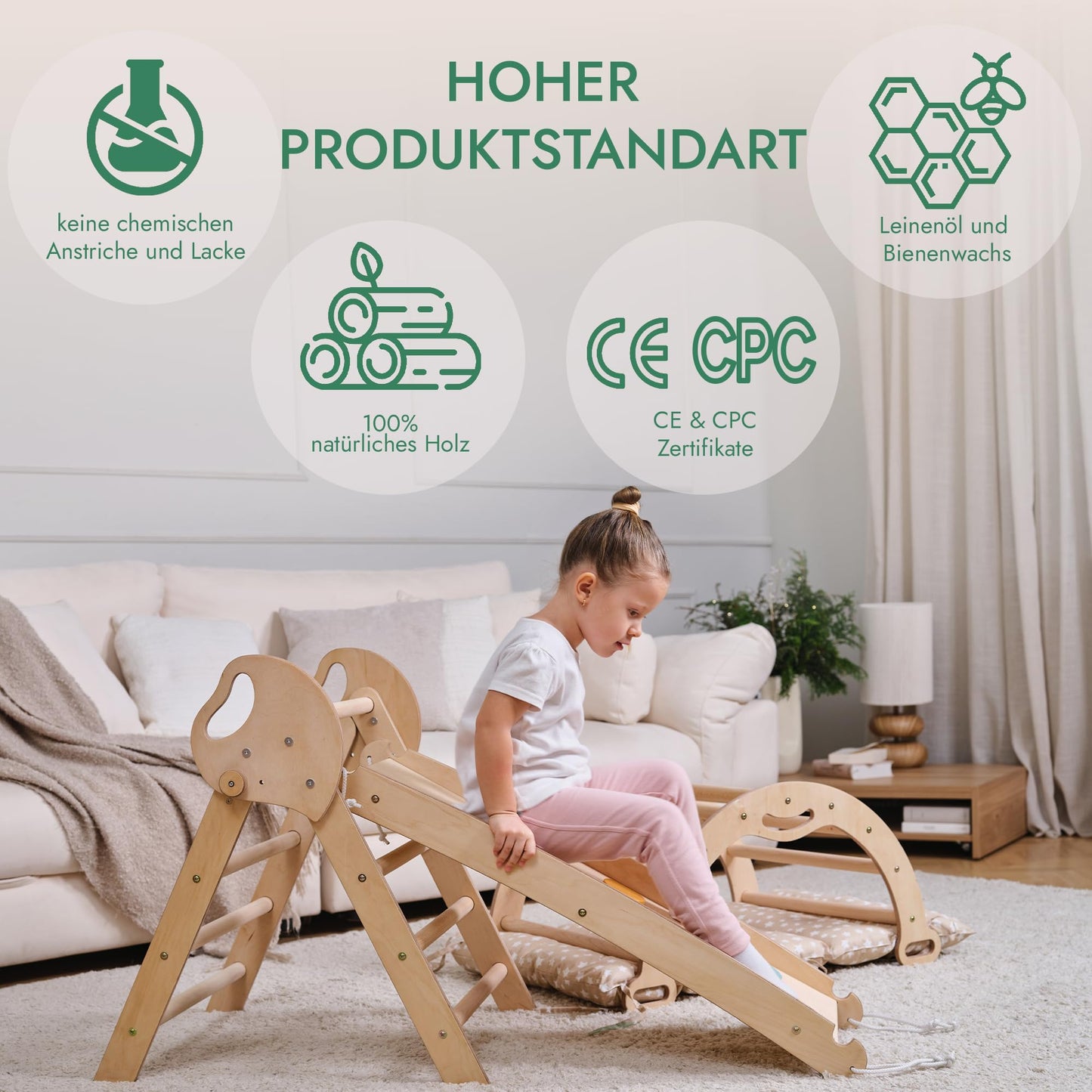 5-in-1 Montessori Climbing Frame Set with Cushion &amp; Slide for Kids, Indoor Playground
