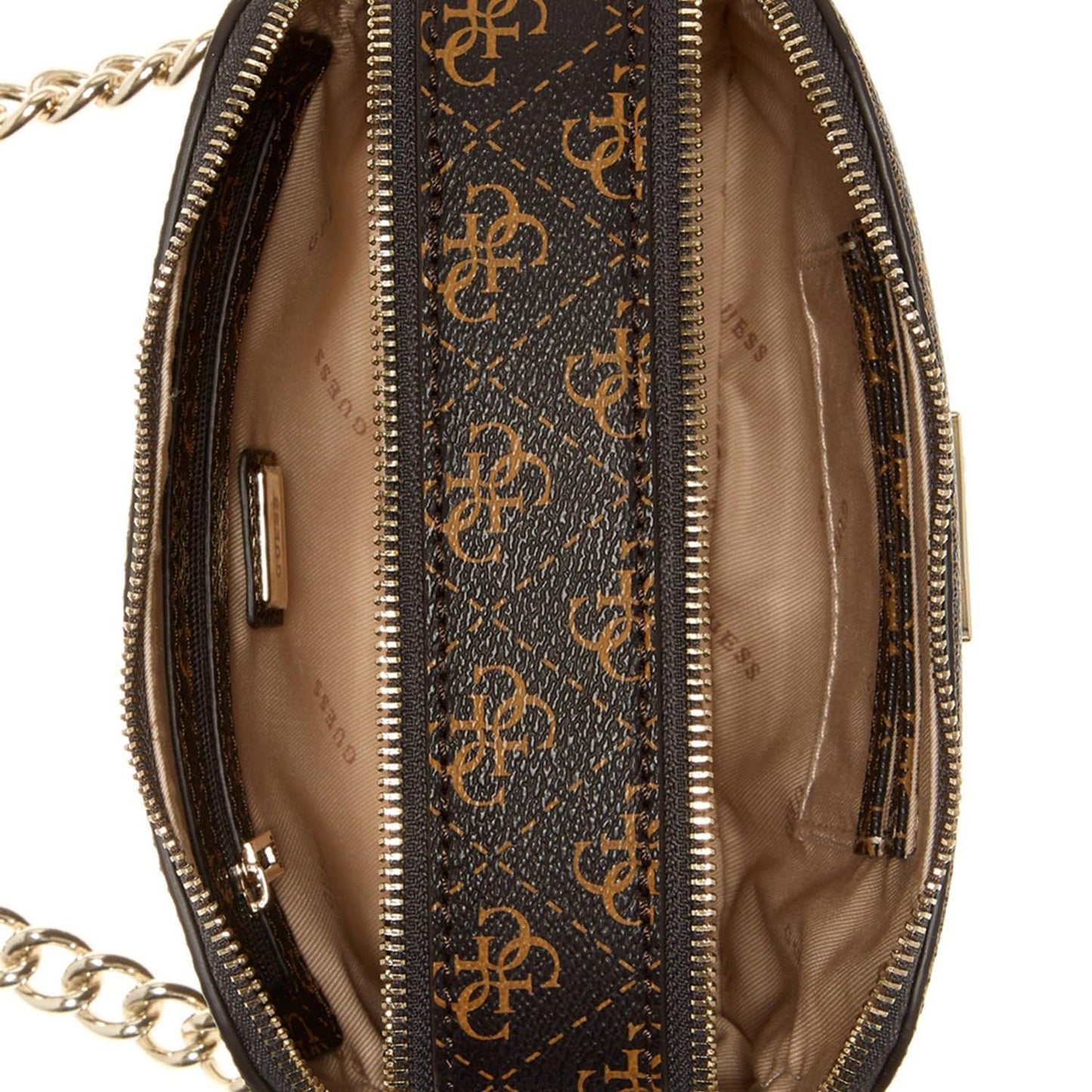 GUESS 'Noelle' Schultertasche im braunen Logo-Design mit Reißverschluss | Crossbody-Bag