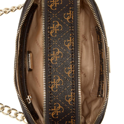 GUESS 'Noelle' Schultertasche im braunen Logo-Design mit Reißverschluss | Crossbody-Bag