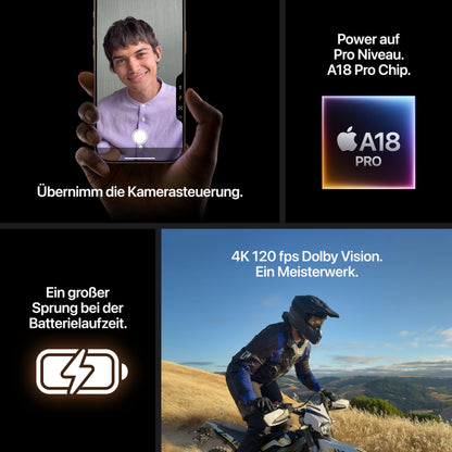 Apple iPhone 16 Pro 256GB (Titan-Schwarz): 5G Handy mit Kamerasteuerung, 4K-120fps Dolby Vision