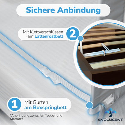 EVOLUCENT bed rail (200cm) without screwing with fall protection for parents' bed: Washable