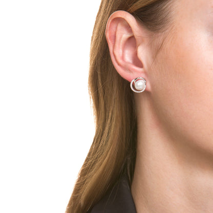 JOOP! Süßwasserzuchtperle Damen Ohrstecker mit Zirkonia synth. inkl. Geschenk Box