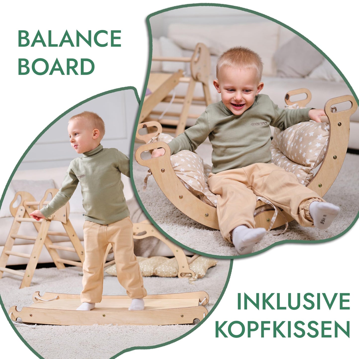 5-in-1 Montessori Climbing Frame Set with Cushion &amp; Slide for Kids, Indoor Playground