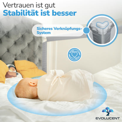 EVOLUCENT bed rail (200cm) without screwing with fall protection for parents' bed: Washable