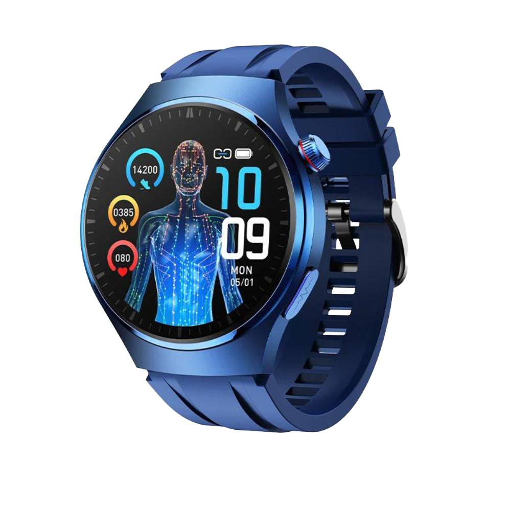 EKG Smartwatch mit PPG Laser | Körpertemperatur, Blutzucker, BT-Anruf