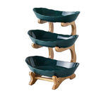 3-tier Fruit Tray with Bamboo Stand: PP Material Fruit Bowl | Serving Stand for Fruits, Vegetables, Cakes, Sweets