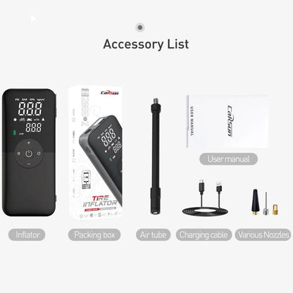 CARSUN Tragbare Elektrische Luftpumpe mit Dualem Bildschirm | Manometer, Powerbank-Funktion, LED Licht 2