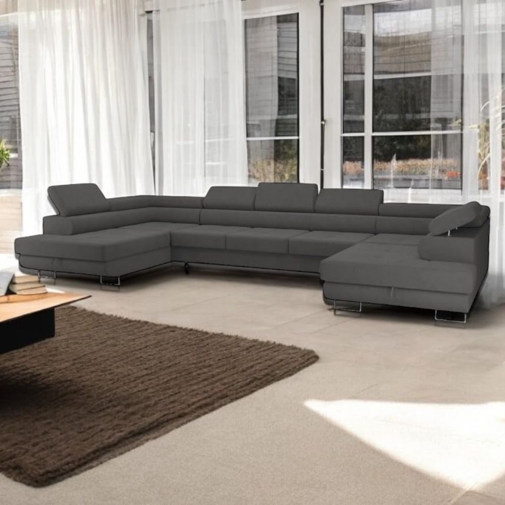 Premium 3-Sitzer Ecksofa mit Schlaffunktion 'Big PASTI U-Form' und Bettkasten