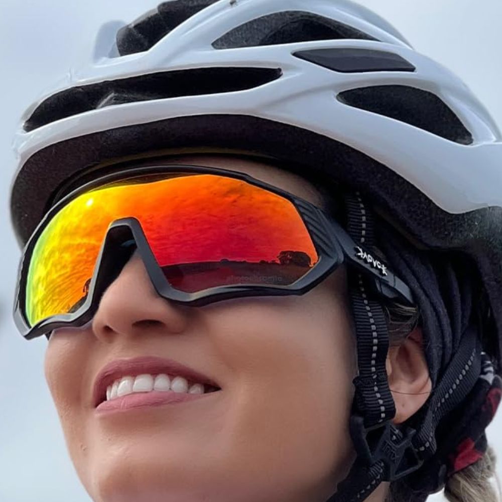 Kapvoe Unisex Sportbrille mit 5 austauschbare Gläser: UV400, TR90-Rahmen, Polarisierte Linse