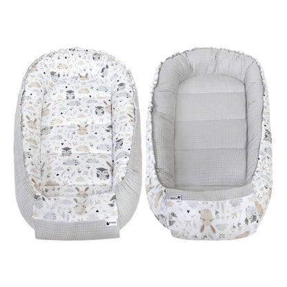Medi Partners baby nest for newborns made of 100% cotton (100x60x15cm): owl motif