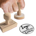 Personalized rubber stamp with wooden handle (logo and name) for private & business use