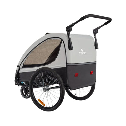 Tiggo 2-in-1 Bicycle Trailer with Buggy Set: 360° Rotatable with Suspension - max. 40 kg (Gray)