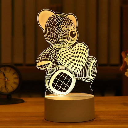 Veilleuse LED USB 3D en acrylique dans une boîte cadeau | Blanc chaud