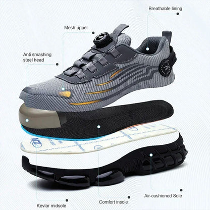 Rotating Button Sicherheitsschuhe | Herren Outdoor-, Arbeitsschuhe: Anti-Smash, Anti-Puncture