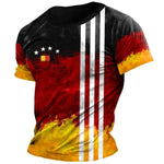 Germany Flag Print T-Shirt for Men | Round Neckline: EM2024 Streetwear