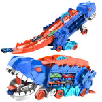 Dinosaur Transporter Push-along Race Track Set including 2 Metal Alloy Cars