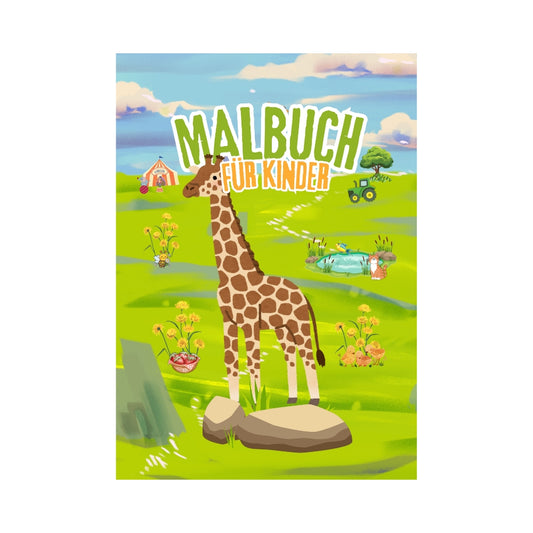 Malbuch für Kinder (DIN A4): Tiere, Zirkus, Früchte, Gemüse & Bonus Kapitel - Fahrzeuge (3-9 Jahre)